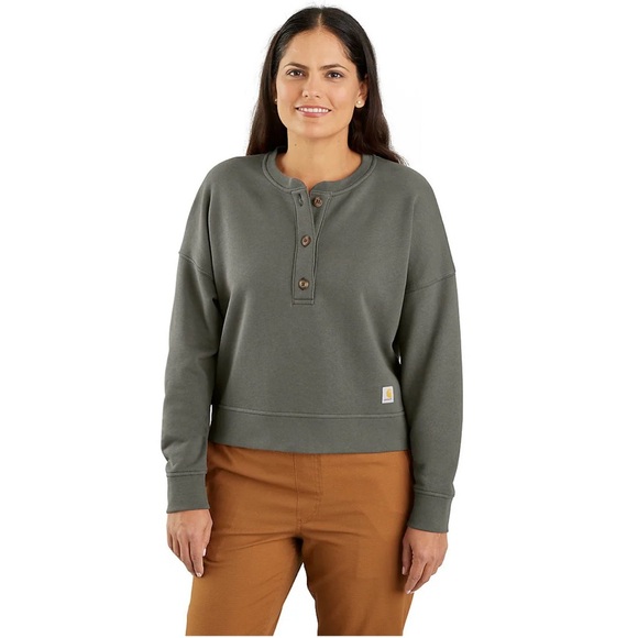 Carhartt WOMEN'S TENCEL™ FIBER SERIES LOOSE FIT FRENCH TERRY HENLEY SWEATSHIRT - Picture 1 of 9